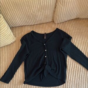 Women's dark green Button-Up Top